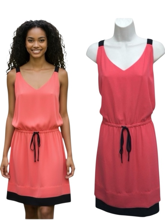 LOFT Dresses & Skirts - NWT L Ann Taylor LOFT Pink Navy Blue Drawstring Summer Dress - Women Large